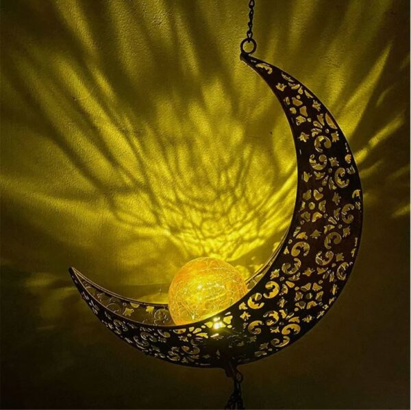 41" solar moon wind chimes led sun powered light garden decor wind bells outdoor